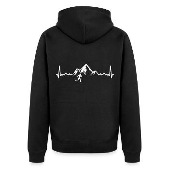 Heartbeat Mountain 1 and Running - (RU) - Unisex Premium Organic Zip Hoodie - black - Back - Nico (187cm)