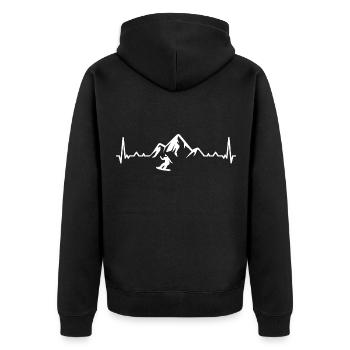 Heartbeat-Berg 1 und Snowboarden - (SN) - Unisex Premium Bio Zip Hoodie - Schwarz - Hinten - Nico (187cm)