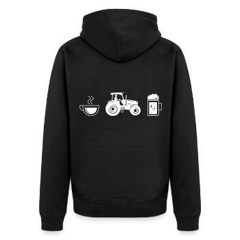 Kaffeebier und Landwirtschaft - - Unisex Premium Bio Zip Hoodie - Schwarz - Hinten - Nico (187cm)