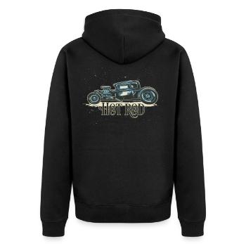 Hot Rod Vintage - Unisex Premium Bio Zip Hoodie - Schwarz - Hinten - Nico (187cm)