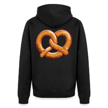 Brezel - Unisex Premium Bio Zip Hoodie - Schwarz - Hinten - Nico (187cm)