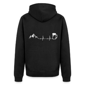 Heartbeat Mountains and Beer - (B.k.w) - Unisex Premium Organic Zip Hoodie - black - Back - Nico (187cm)