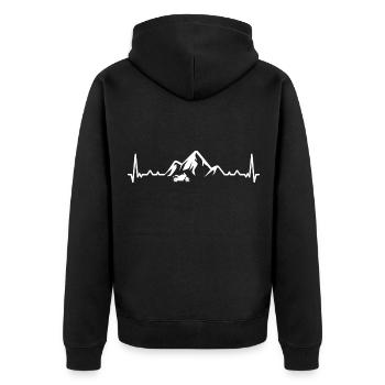 Heartbeat-Berg 1 und Motorrad - (MOTORRAD) - Unisex Premium Bio Zip Hoodie - Schwarz - Hinten - Nico (187cm)