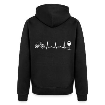 Heartbeat Wine and Ebike - (E) - Unisex Premium Organic Zip Hoodie - black - Back - Nico (187cm)