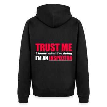 Sarkastisch Vertrau mir, ich weiß, was ich tue, ic - Unisex Premium Bio Zip Hoodie - Schwarz - Hinten - Nico (187cm)