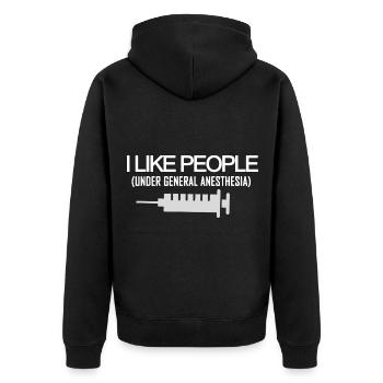 J’aime les gens sous anesthésie générale Analgésie Exper - Veste à capuche bio Premium Unisexe - noir - Dos - Nico (187cm)