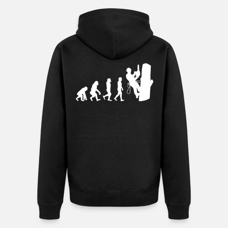 Baumpfleger Baumkletterer Kletter trimmer Evolution - Unisex Premium Bio Zip Hoodie - Schwarz