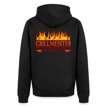 Grillmeister - Unisex Premium Bio Zip Hoodie - Schwarz - Hinten - Nico (187cm)