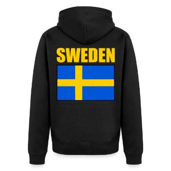 Sweden - Unisex Premium Organic Zip Hoodie - black - Back - Nico (187cm)