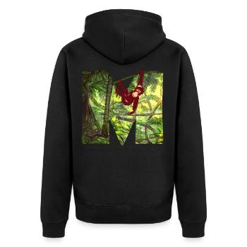 jungle avec affe m - Veste à capuche bio Premium Unisexe - noir - Dos - Nico (187cm)