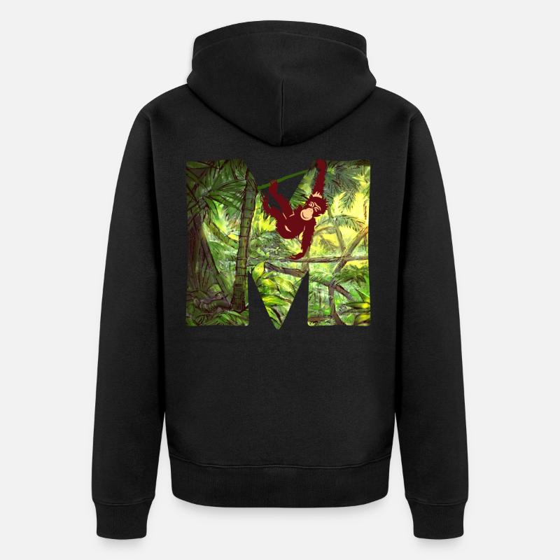 dschungel mit affe m - Unisex Premium Bio Zip Hoodie - Schwarz