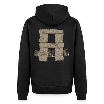 stonehenge a - Unisex Premium Bio Zip Hoodie - Schwarz - Hinten - Nico (187cm)