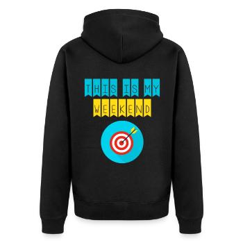 Dies ist mein Wochenende Bogenschießen Spieler - Unisex Premium Bio Zip Hoodie - Schwarz - Hinten - Nico (187cm)