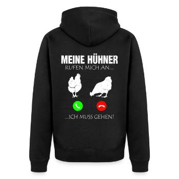 Hühner Huhn Bauernhof Hahn Bauer Ei Hühnerstall - Unisex Premium Bio Zip Hoodie - Schwarz - Hinten - Nico (187cm)
