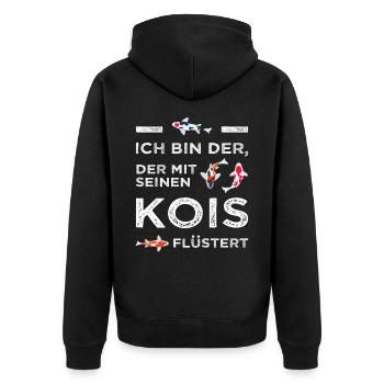 Der mit seinen Kois flüstert Koi Karpfen Japan - Unisex Premium Bio Zip Hoodie - Schwarz - Hinten - Nico (187cm)