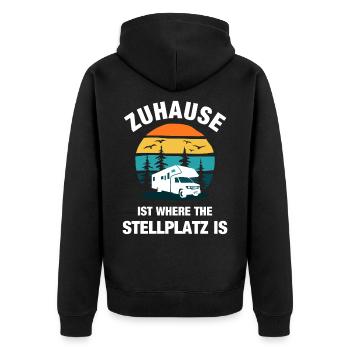 Camping Camper Wohnmobil Campen Zuhause Geschenk - Unisex Premium Bio Zip Hoodie - Schwarz - Hinten - Nico (187cm)