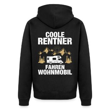 Coole Rentner Wohnmobil Camping Camper Wohnwagen - Unisex Premium Bio Zip Hoodie - Schwarz - Hinten - Nico (187cm)