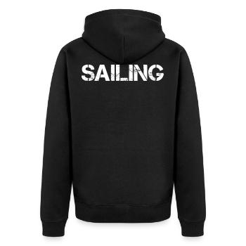 Sailing White - Unisex Premium Organic Zip Hoodie - black - Back - Nico (187cm)