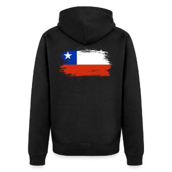 Chile Flagge - Unisex Premium Bio Zip Hoodie - Schwarz - Hinten - Nico (187cm)