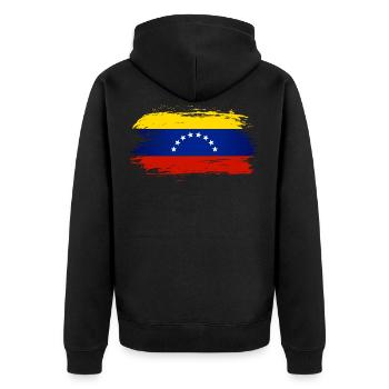 Venezuela Flag Flag - Unisex Premium Organic Zip Hoodie - black - Back - Nico (187cm)