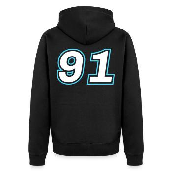 91 Number Symbol - Unisex Premium Organic Zip Hoodie - black - Back - Nico (187cm)