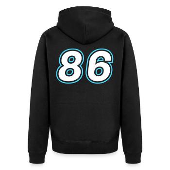 86 Zahl Symbol - Unisex Premium Bio Zip Hoodie - Schwarz - Hinten - Nico (187cm)