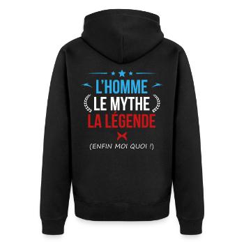 L'homme le mythe la légende - Veste à capuche bio Premium Unisexe - noir - Dos - Nico (187cm)