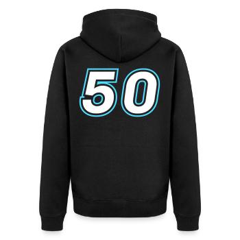 50 number symbol - Unisex Premium Organic Zip Hoodie - black - Back - Nico (187cm)