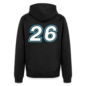 26 nombre symbole - Veste à capuche bio Premium Unisexe - noir - Dos - Nico (187cm)