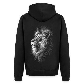 Dessin de silhouette de lion - Veste à capuche bio Premium Unisexe - noir - Dos - Nico (187cm)