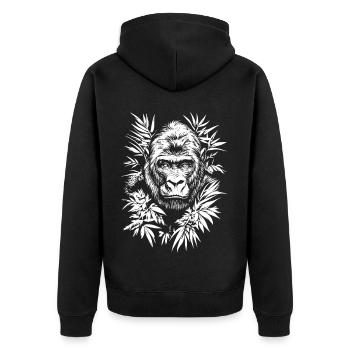 Gorilla - Unisex Premium Organic Zip Hoodie - black - Back - Nico (187cm)