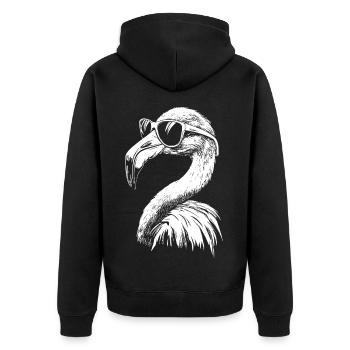 Cool Flamingo Sonnenbrille Sommer - Unisex Premium Bio Zip Hoodie - Schwarz - Hinten - Nico (187cm)