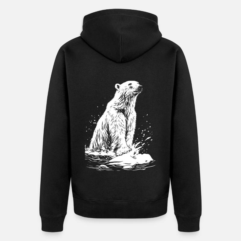 Ours blanc - Veste à capuche bio Premium Unisexe - noir