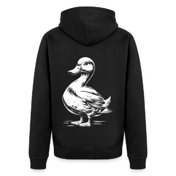 Ente - Unisex Premium Bio Zip Hoodie - Schwarz - Hinten - Nico (187cm)