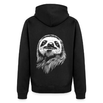 Faultier - Unisex Premium Bio Zip Hoodie - Schwarz - Hinten - Nico (187cm)