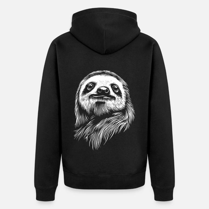 Faultier - Unisex Premium Bio Zip Hoodie - Schwarz