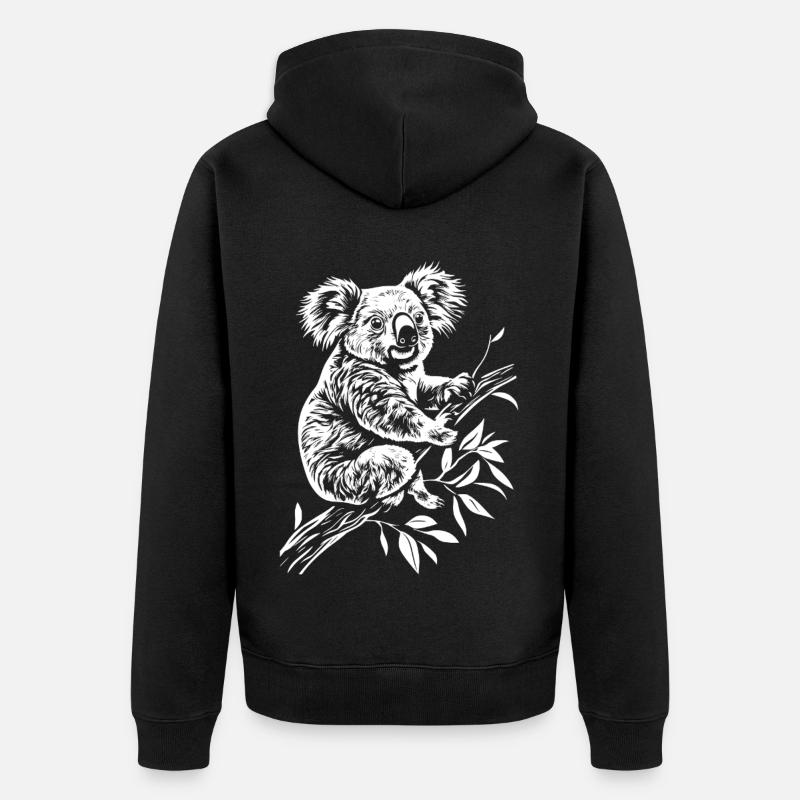 Koala Minimal - Unisex Premium Bio Zip Hoodie - Schwarz