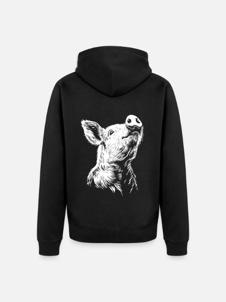Silhouette de cochon mignon - Veste à capuche bio Premium Unisexe - noir
