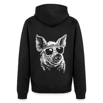 Cool Pig Sunglasses Summer - Unisex Premium Organic Zip Hoodie - black - Back - Nico (187cm)