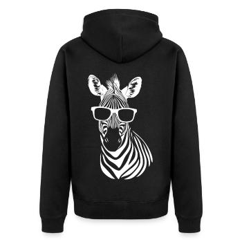 Cool Zebra Sonnenbrille Sommer Strand - Unisex Premium Bio Zip Hoodie - Schwarz - Hinten - Nico (187cm)