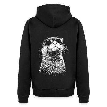 Cool Otter Sunglasses Summer Beach - Unisex Premium Organic Zip Hoodie - black - Back - Nico (187cm)