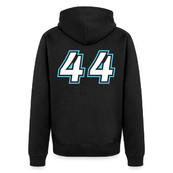 44 Zahl symbol - Unisex Premium Bio Zip Hoodie - Schwarz - Hinten - Nico (187cm)