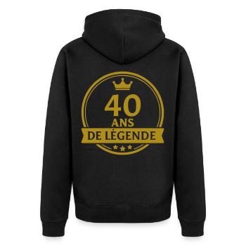 40 ans de légende – Cadeau d’anniversaire stylé - Veste à capuche bio Premium Unisexe - noir - Dos - Nico (187cm)