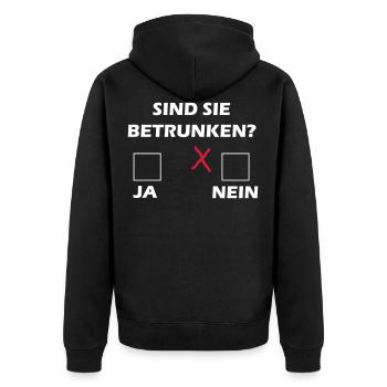 Sind Sie betrunken? - Unisex Premium Bio Zip Hoodie - Schwarz - Hinten - Nico (187cm)