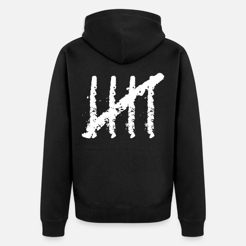 Five 5 chalks number - Unisex Premium Organic Zip Hoodie - black