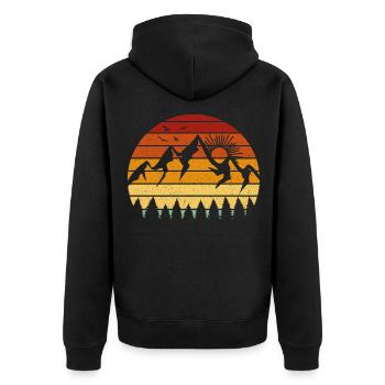 Mountains Vintage - (b) - Unisex Premium Organic Zip Hoodie - black - Back - Nico (187cm)