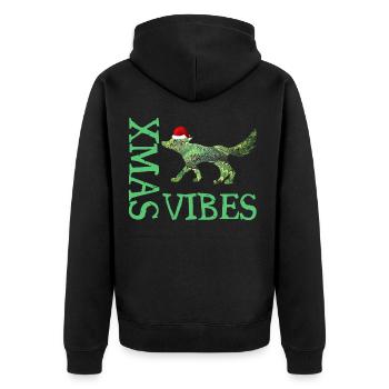 fox e 35 christmas xmas vibes - Unisex Premium Organic Zip Hoodie - black - Back - Nico (187cm)