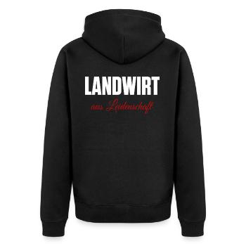 Landwirt aus Leidenschaft - Unisex Premium Bio Zip Hoodie - Schwarz - Hinten - Nico (187cm)