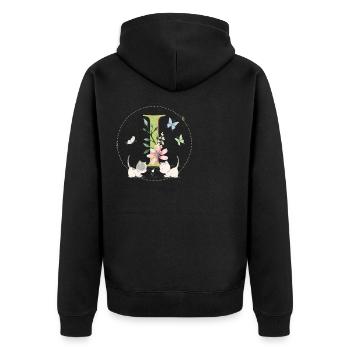 Lettre initiale I avec chat - Veste à capuche bio Premium Unisexe - noir - Dos - Nico (187cm)