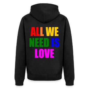 all we need is love - Veste à capuche bio Premium Unisexe - noir - Dos - Nico (187cm)
